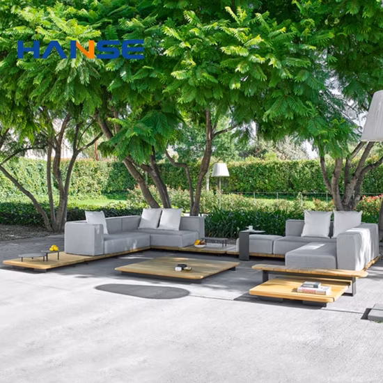 Italia diseño muebles de exterior sofás grandes seccionales jardín salón de teca conjunto de sofás
