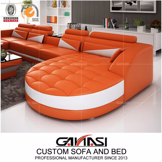 Popular sofá de cuero seccional moderno diseño de muebles para el hogar con chaise